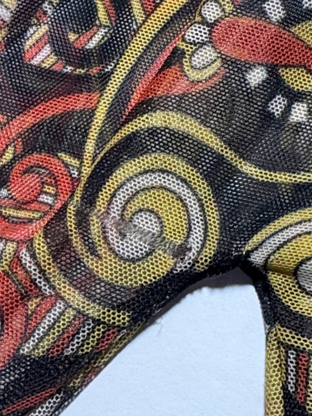 VINTAGE 90's Kaleidoscope Tribal Print Mesh Sheer Stretch Jumpsuit Cat Suit M - Picture 9 of 16